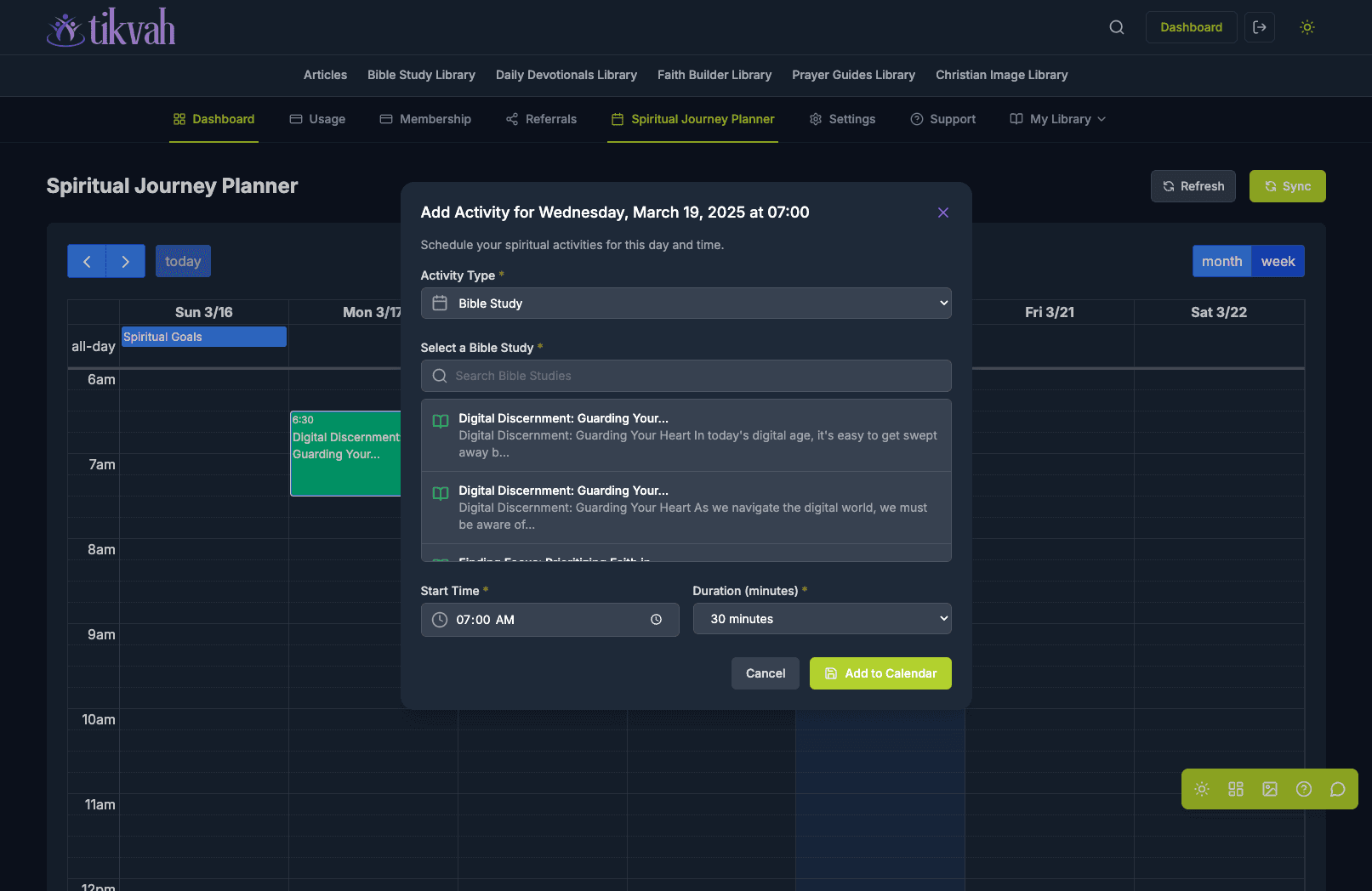 Spiritual Journey Popup - Dark Theme