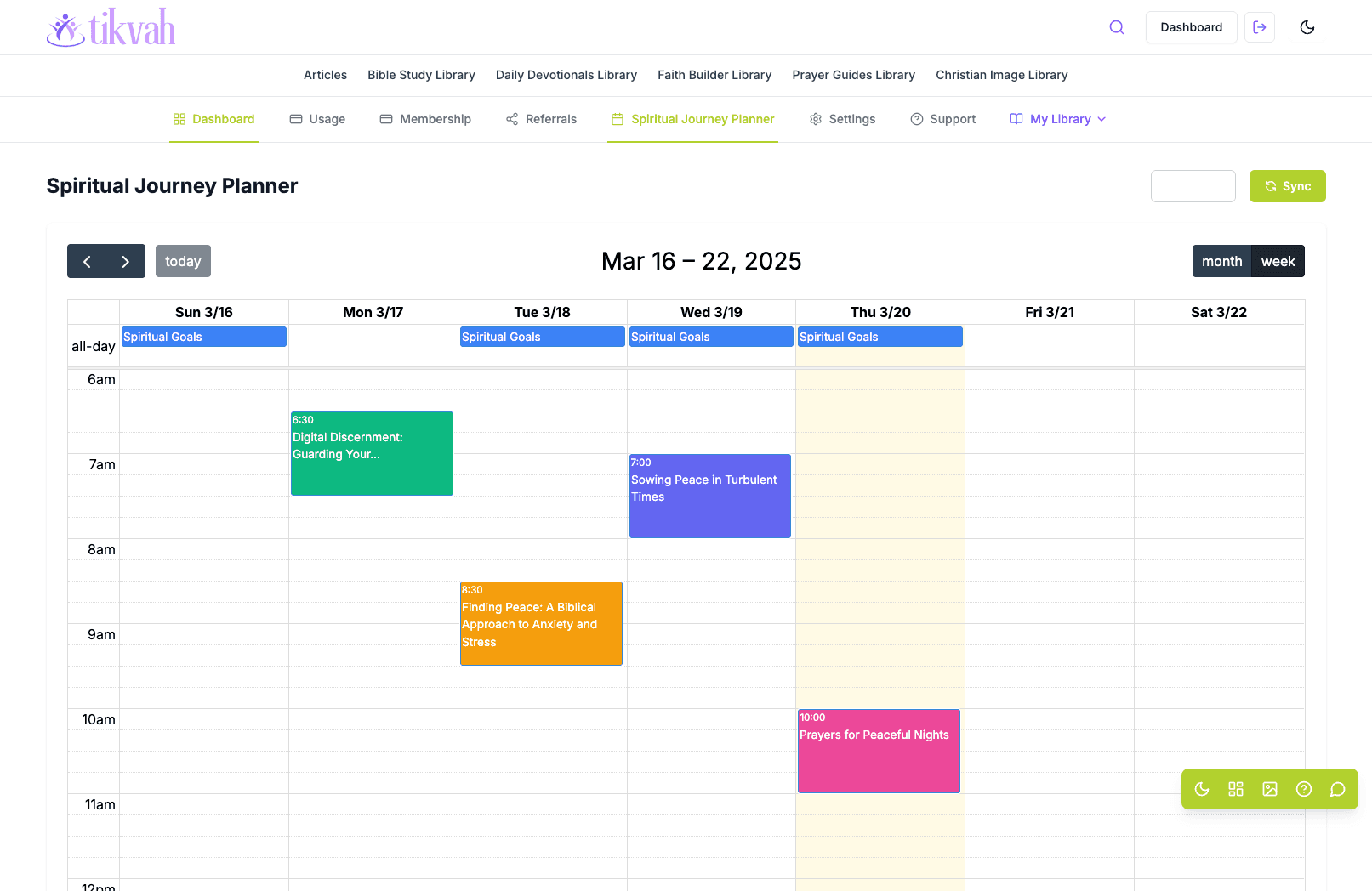 Weekly Planner View - Light Theme