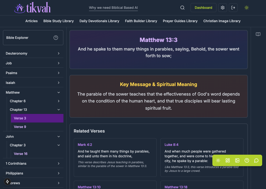 Bible Explorer Interface - Dark Theme